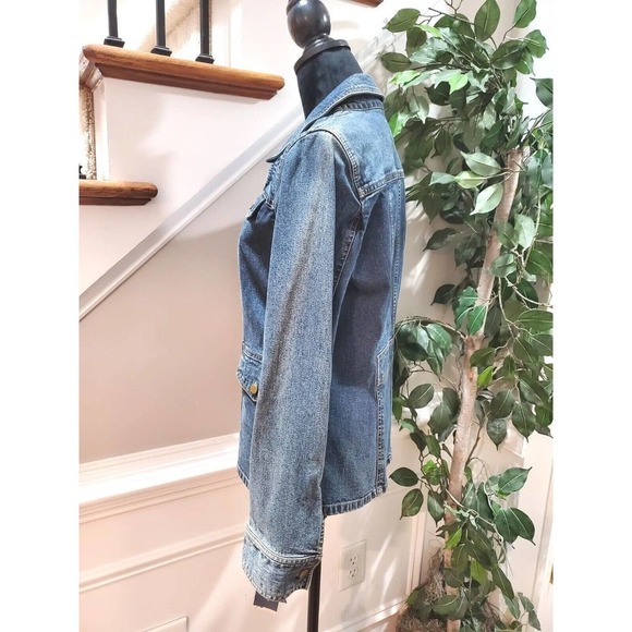 Jones NewYork Women's Denim Blue Long Sleeve Buttons Front Casual Jeans Jacket S - Picture 8 of 14